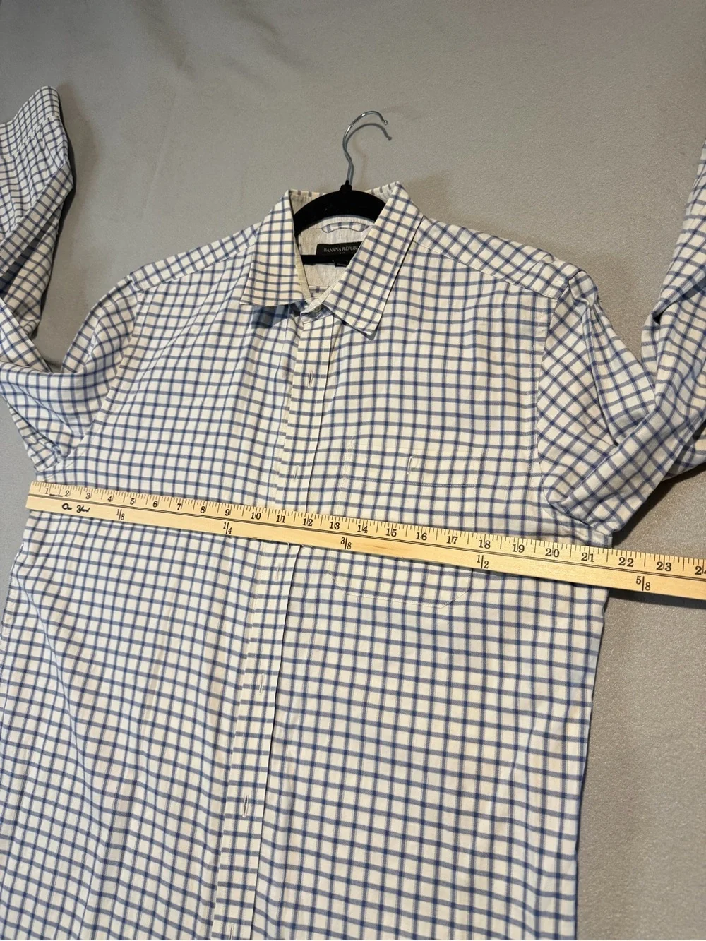 Banana Republic White and Blue Check Dress Shirt